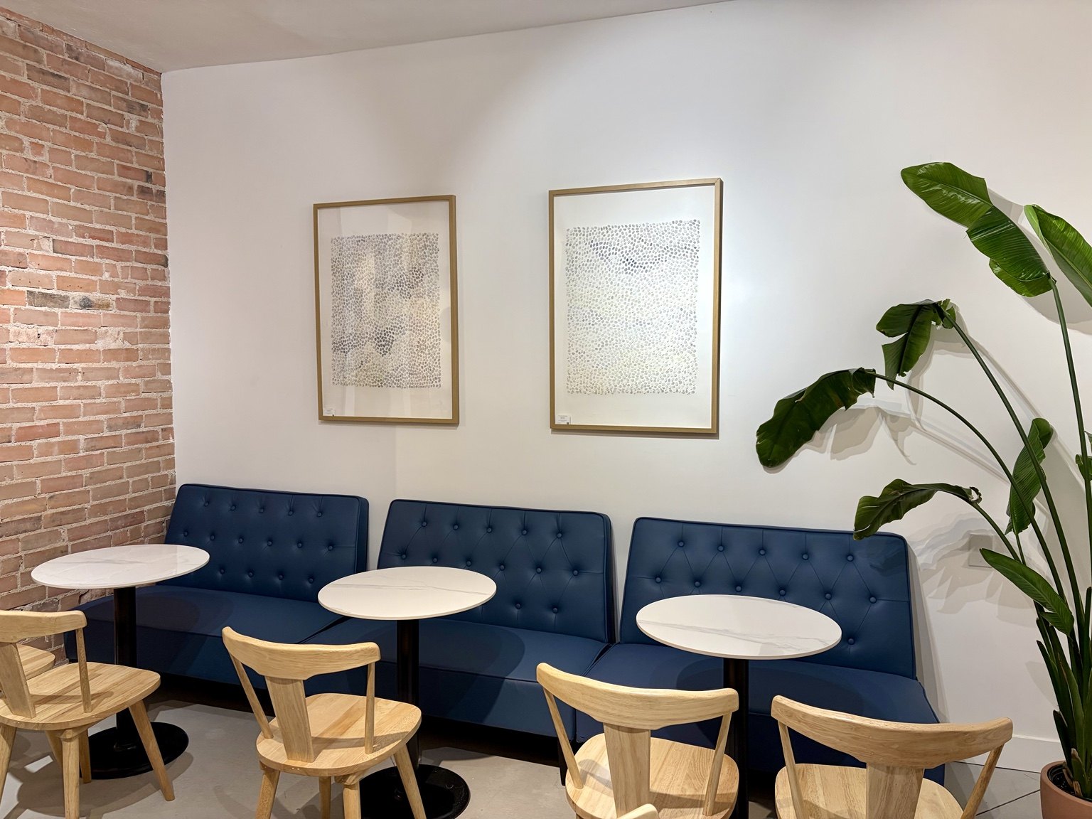 Two framed Leva Art works displayed in a gallery
